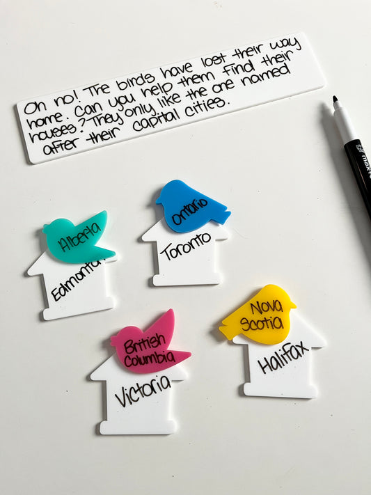 Little Dry Erasables - Birds & Houses