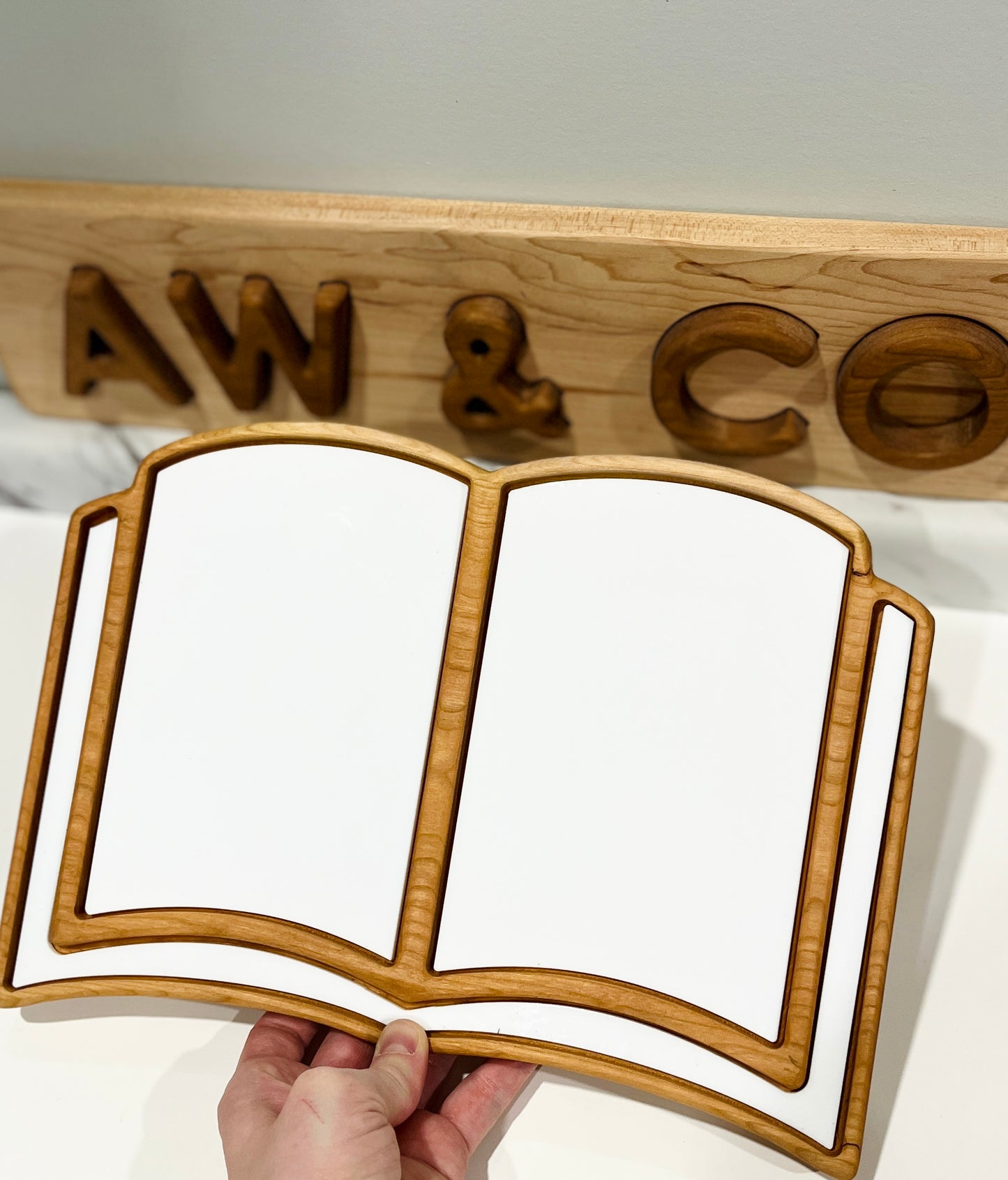 XL Book Plate, Book Studies Tray, Back to School Wooden Sensory Tray