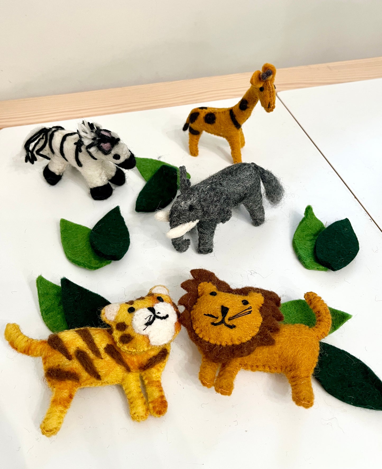 Felt Safari Animals and Leaves