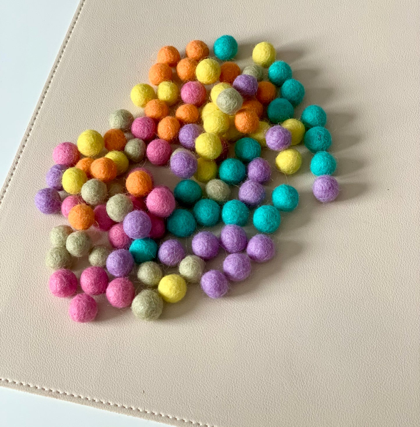 1cm Pastel Felt Balls - 100pcs