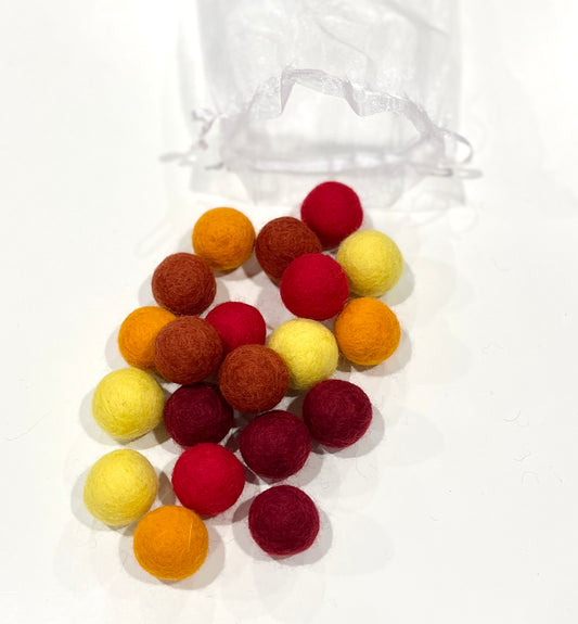 Felt Balls - Red Orange Yellows