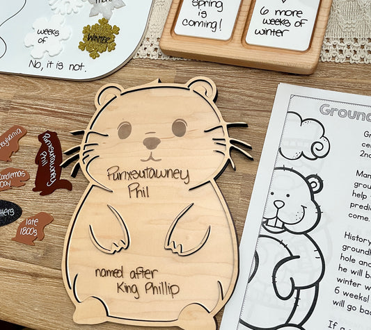 Laser Cut Groundhog Tray with Dry Erase Insert