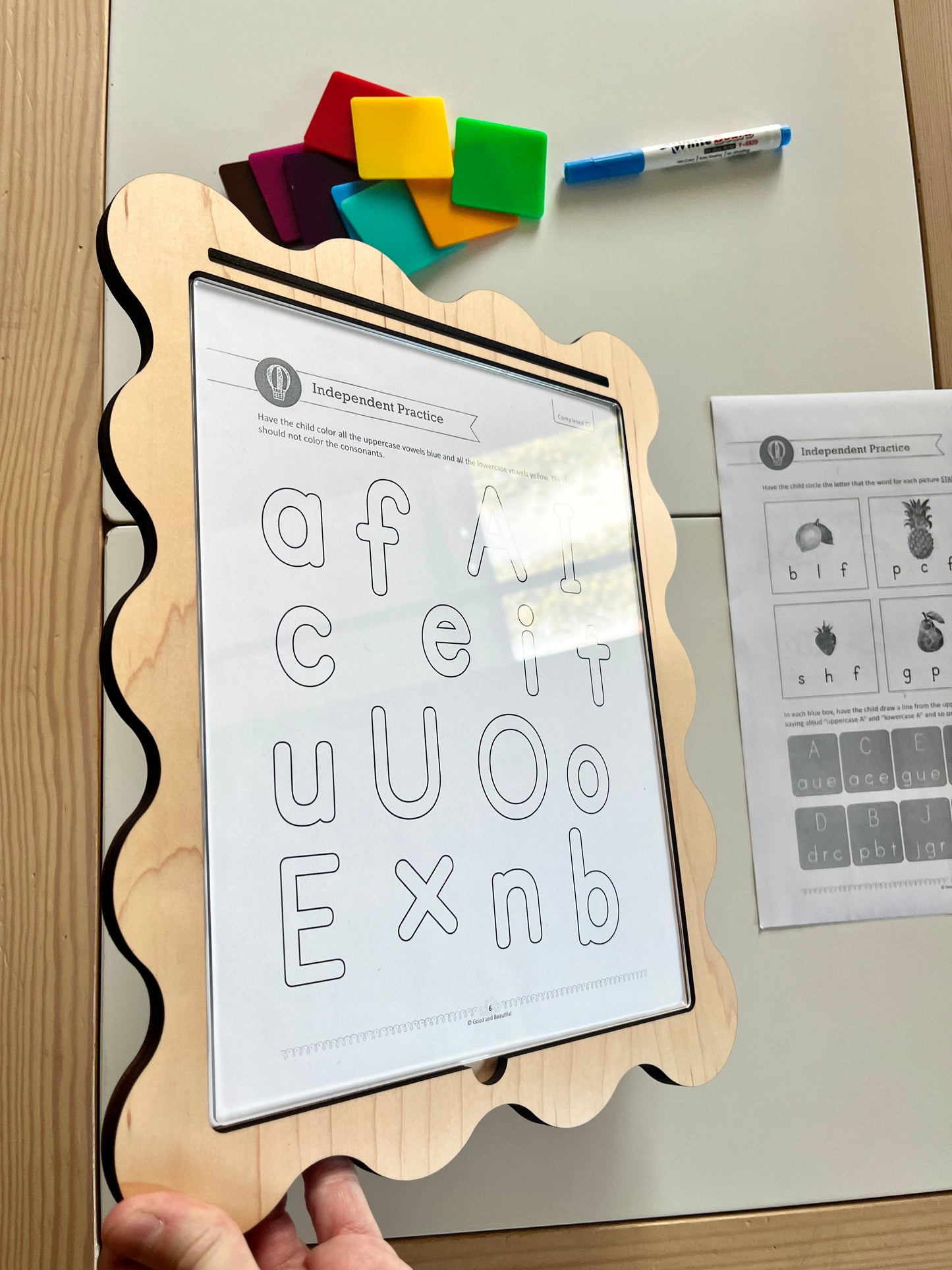 Laser Cut Writing Sensory Tray for 8.5 x 11 sheets with Dry Erase Inserts and Slot for Acrylic