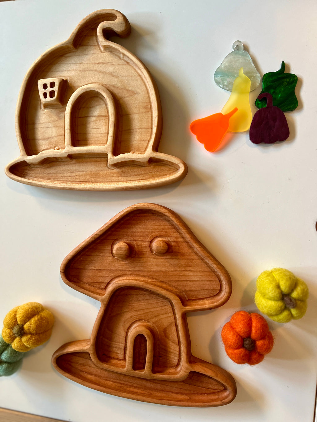 Pumpkin House and Mushroom House Plates / Sensory Trays