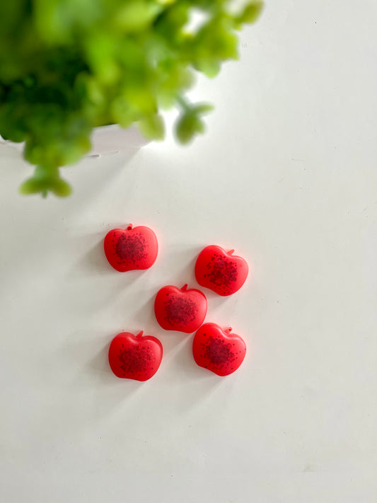 Red Apple Resin Loose Parts, Set of 5