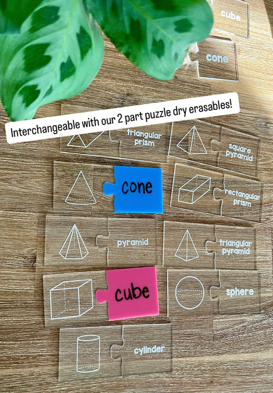 Little Dry Erasables - 2 Part Geometry 3D Shape Puzzles