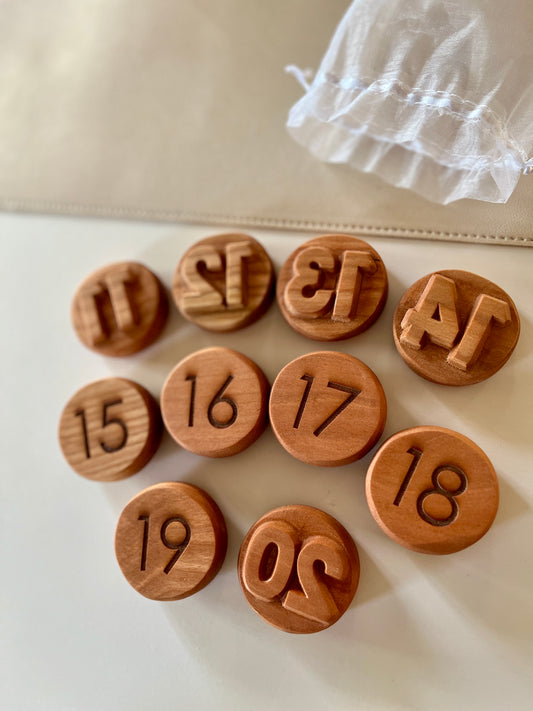 Numbers 11-20 Play Dough Stampers — Cherry Wood