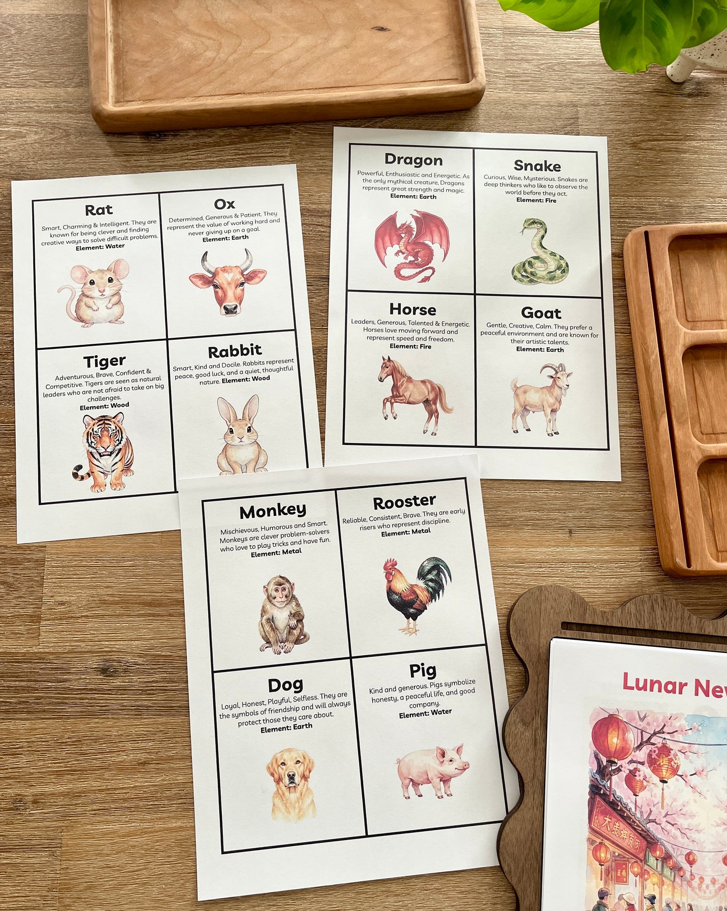 Digital Download | Zodiac Animal Flash Cards, Lunar New Year