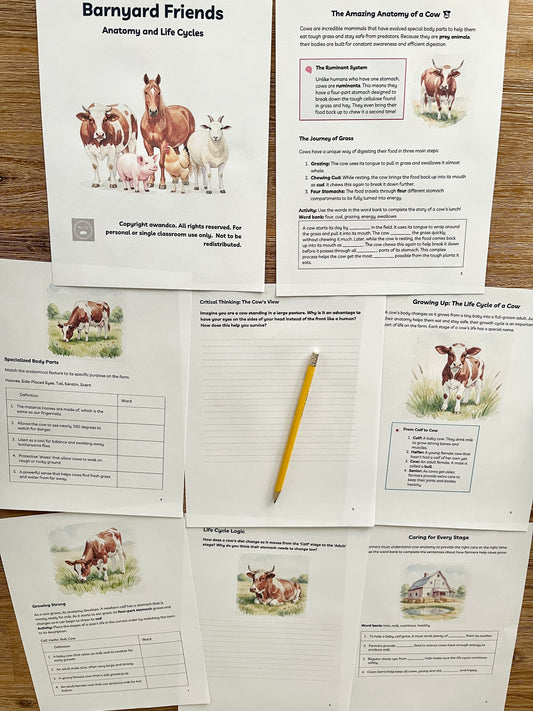 Digital Download | Farm Animals: Anatomy & Life Cycles Unit Study