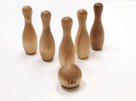 Natural Wood Bowling Set