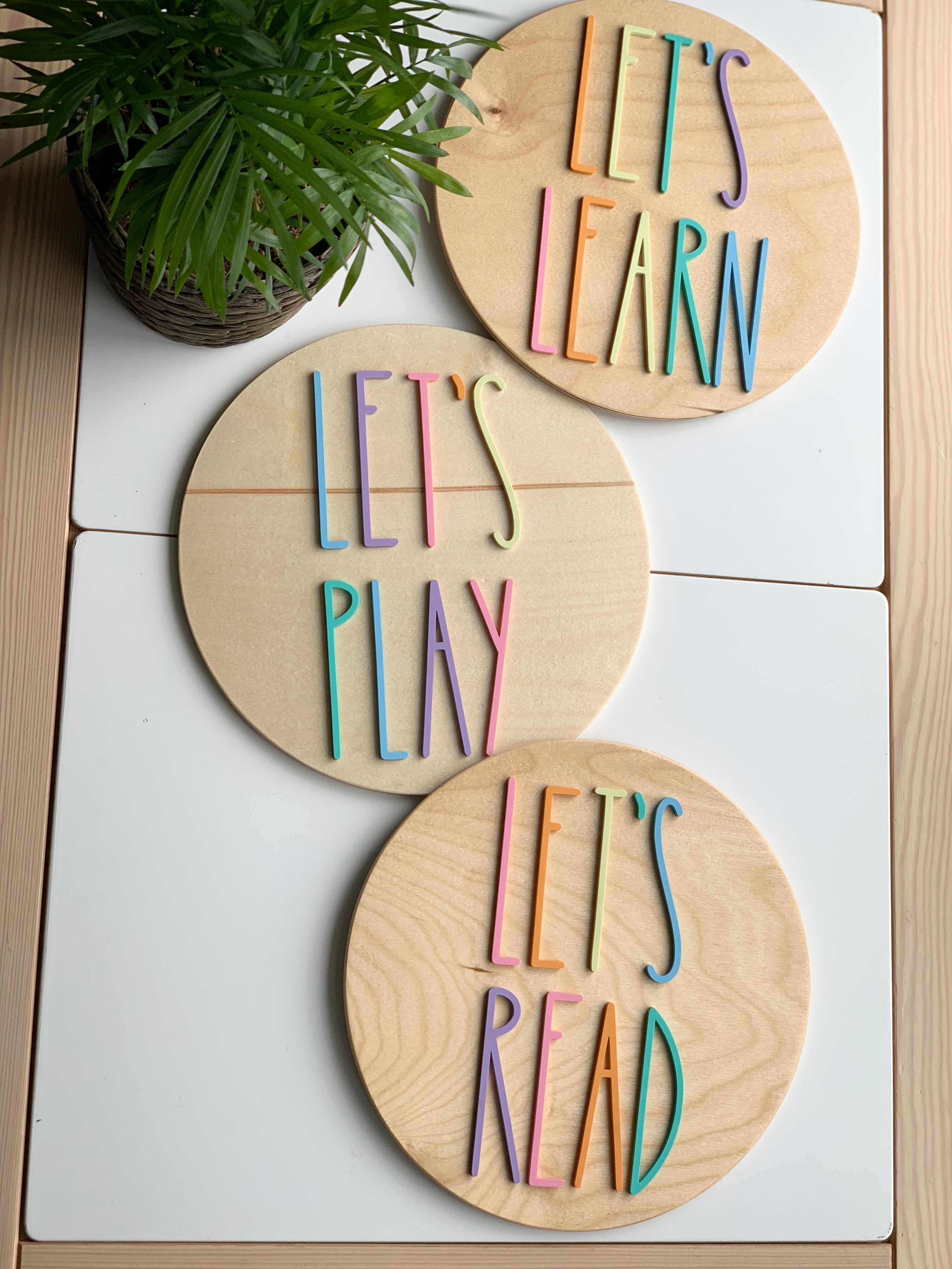 Let’s Play, Read, Learn Set of 3 Signs – AWandCo