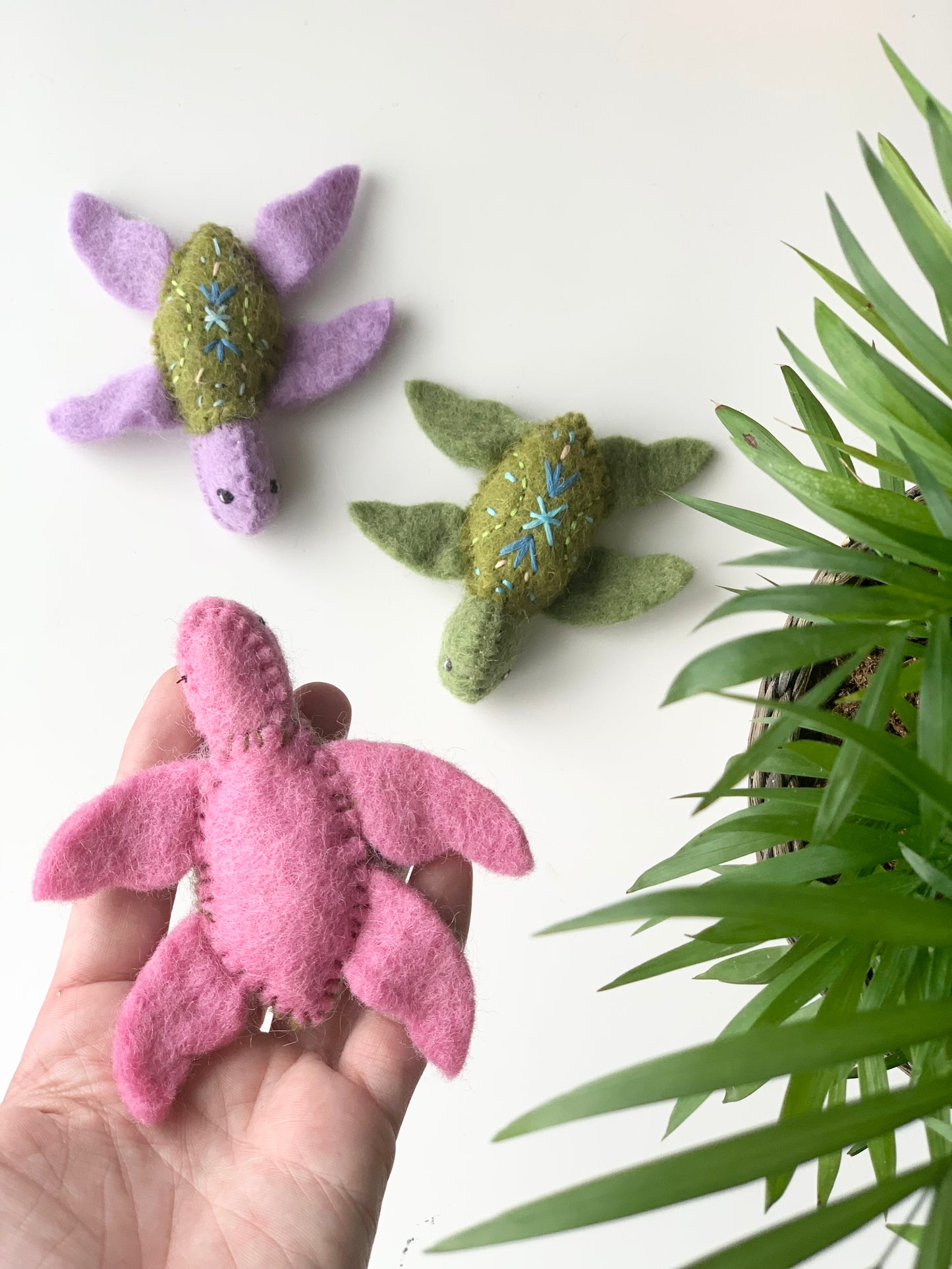 One Pink Felt Turtle