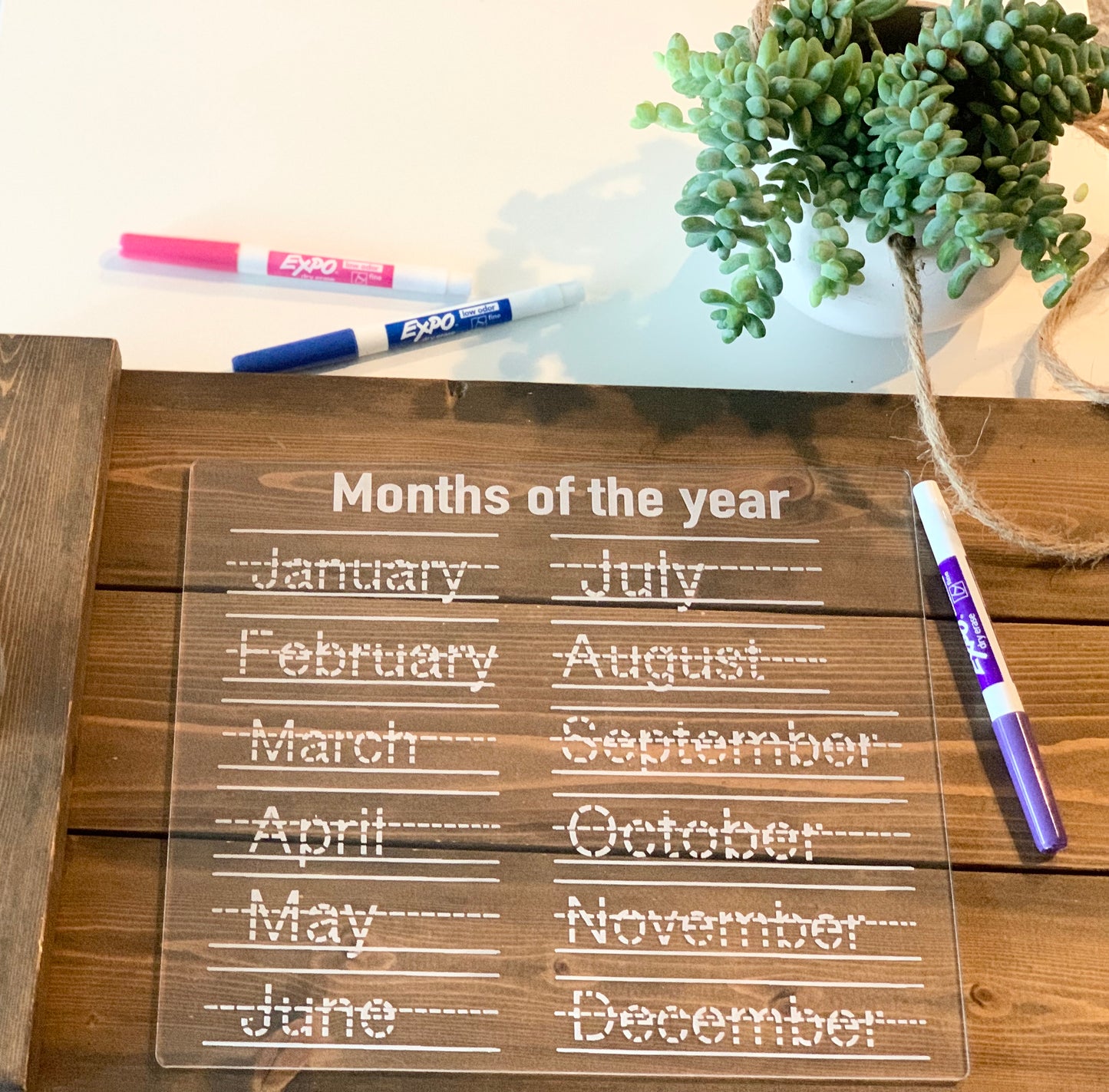 Months of the Year Acrylic Dry Erase Tracing & Writing Board