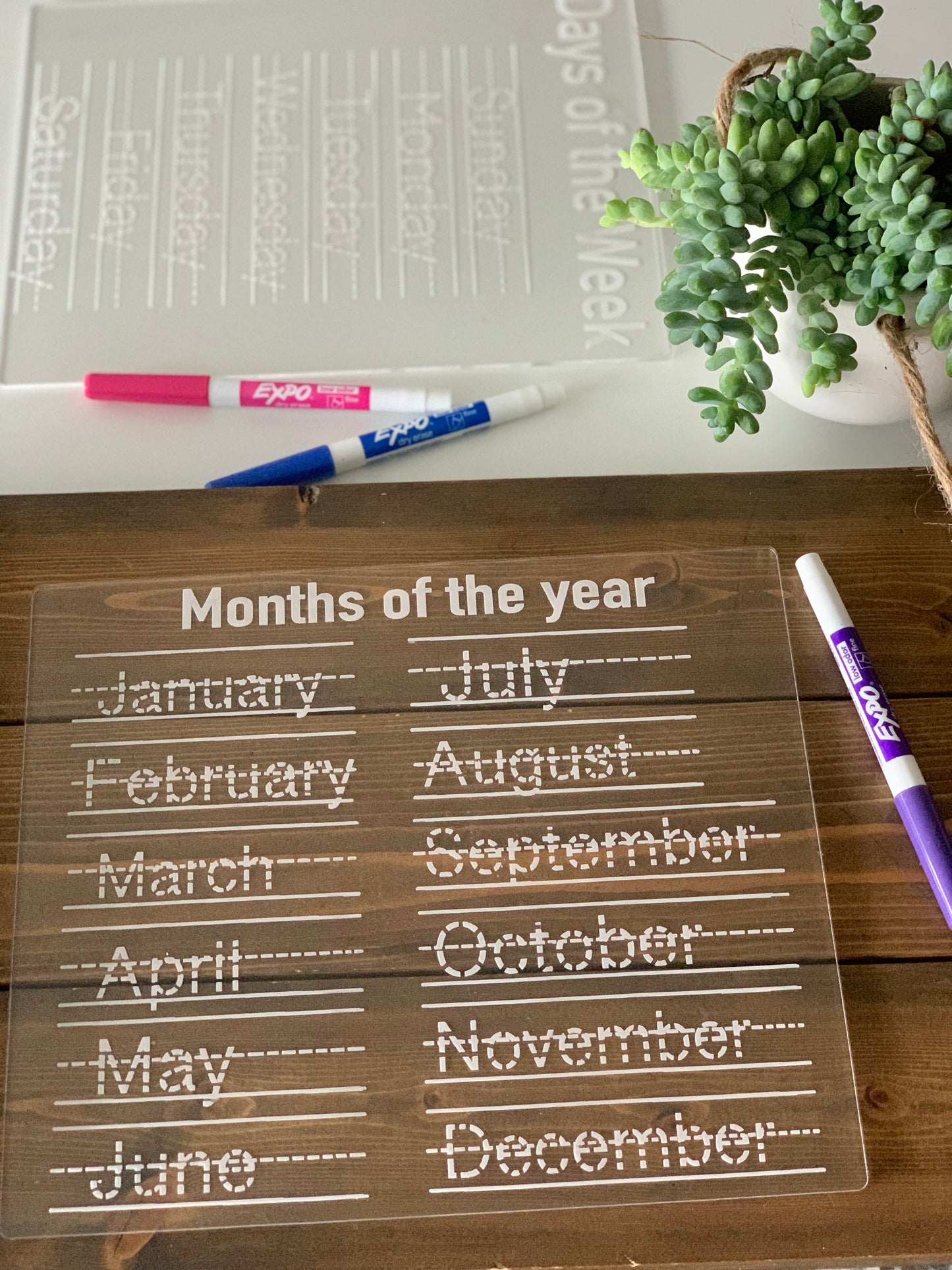 Months of the Year Acrylic Dry Erase Tracing & Writing Board