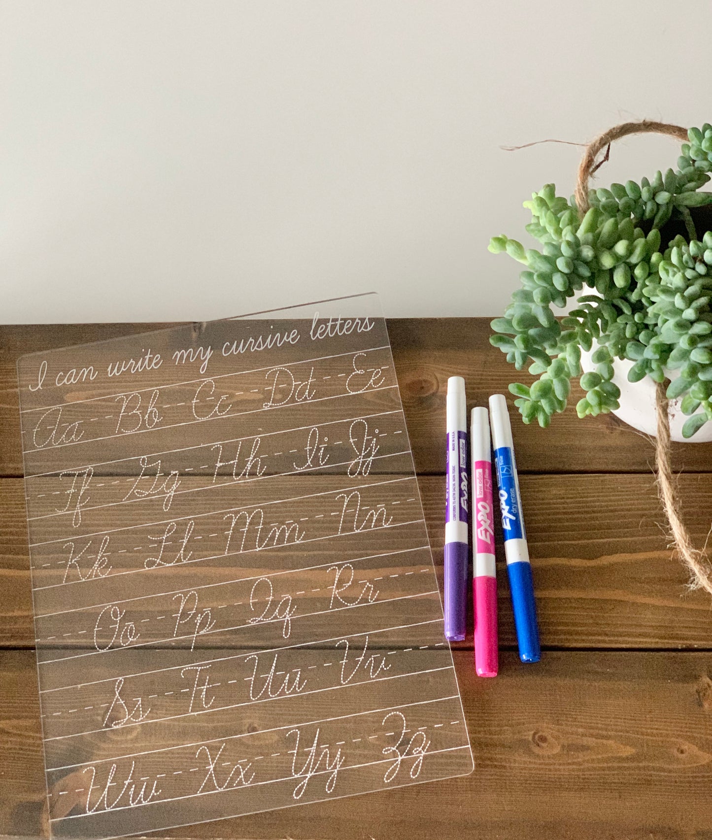 Cursive Alphabet Acrylic Dry Erase Tracing & Writing Board — I can write my cursive letters