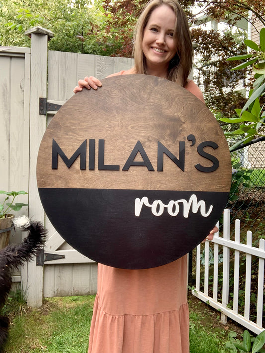 Half Painted 3D Round Name Sign
