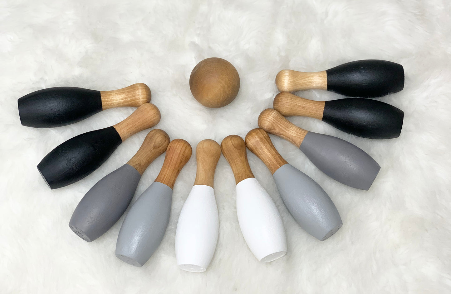 Monochrome Wood Bowling Set - 10 Piece