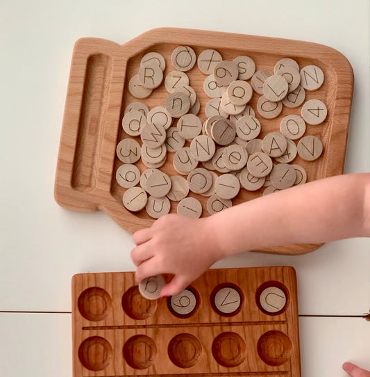 Mini Wood Alphabet and Number Discs