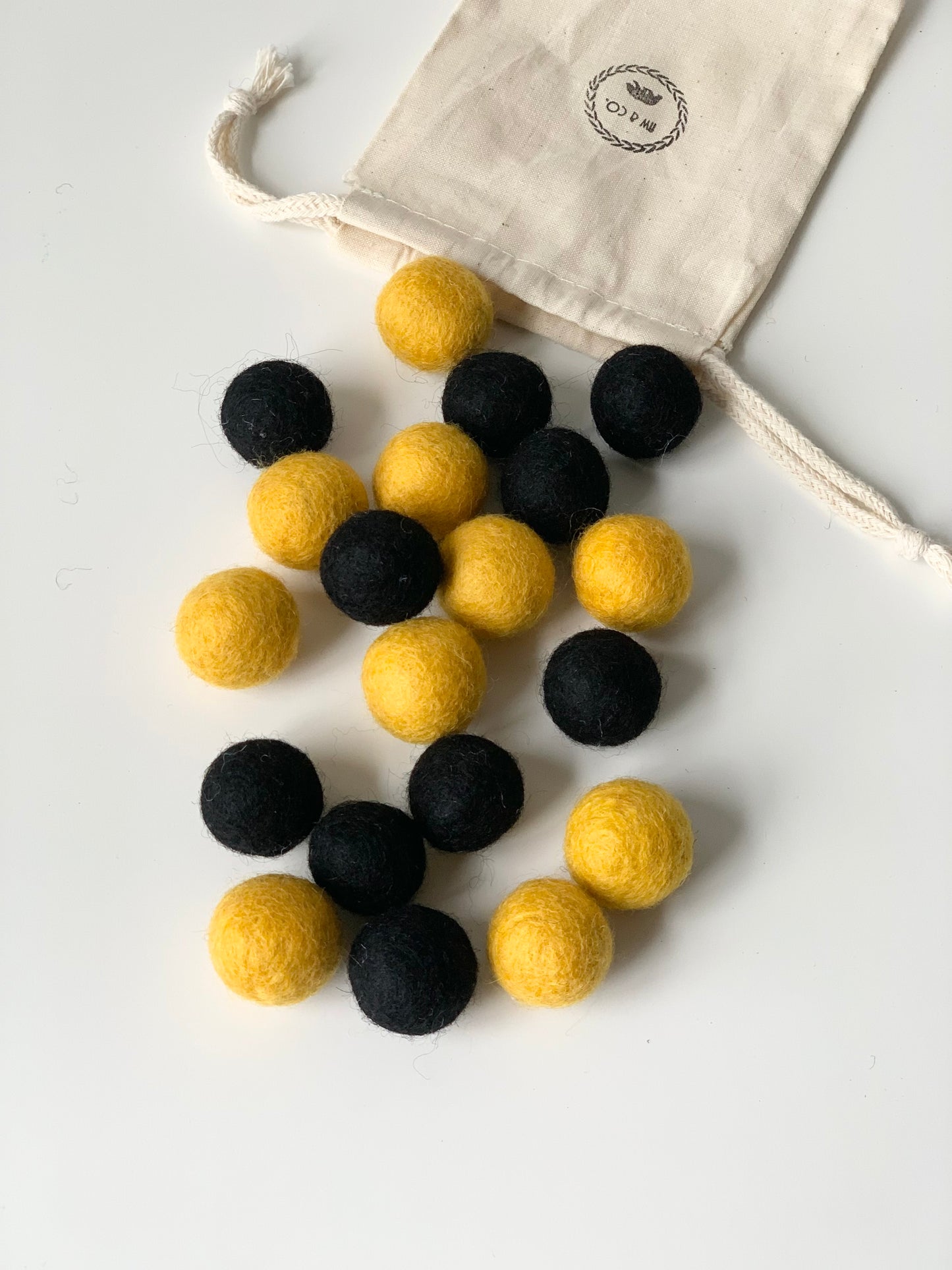 Felt Balls - Bumble Bee Colours