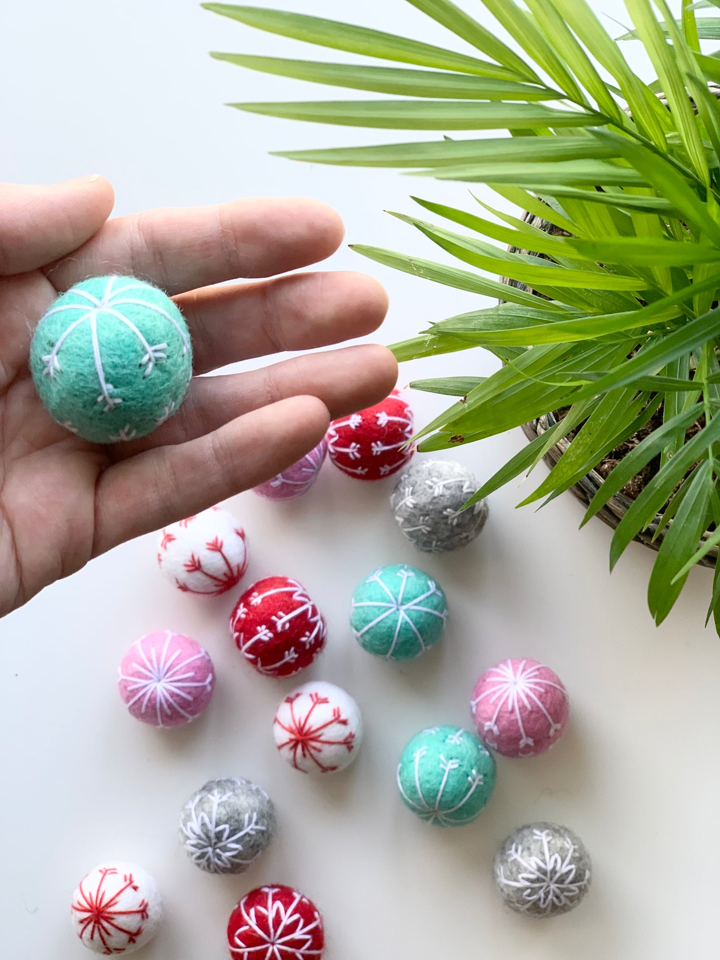 One Blue Felt Snowflake Ball