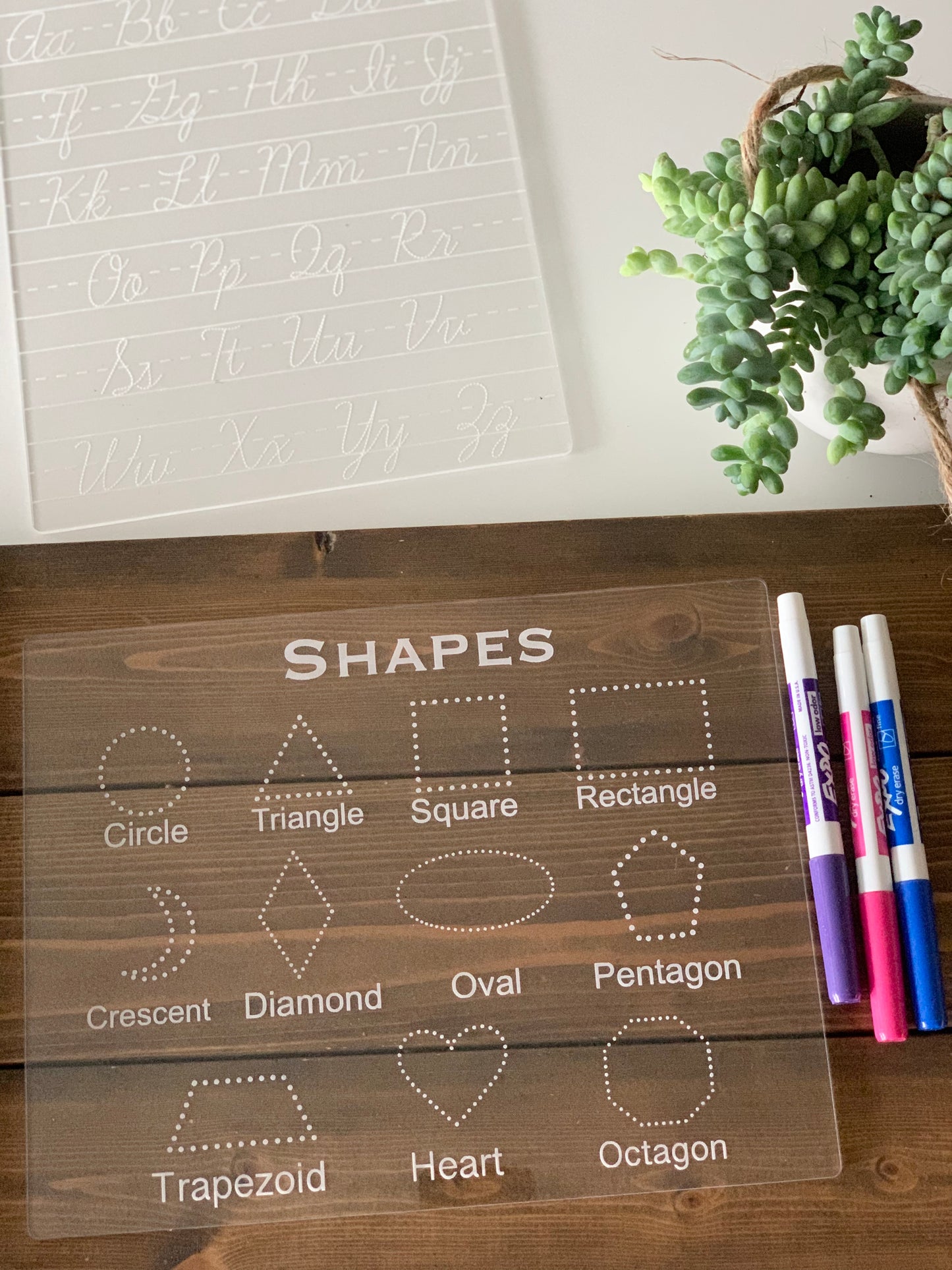 Shapes Acrylic Dry Erase Tracing & Writing Board