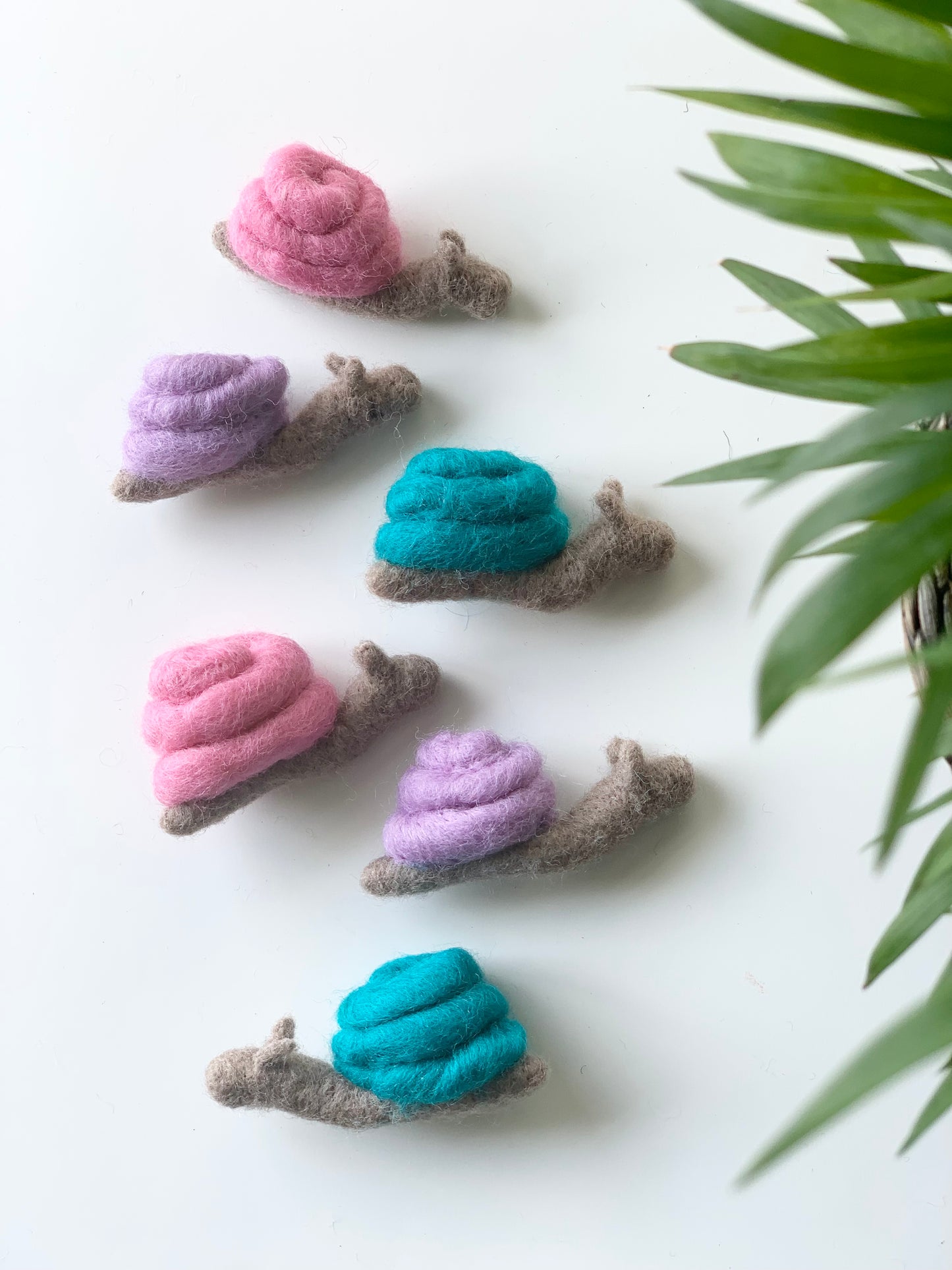 One Turquoise Felt Snail