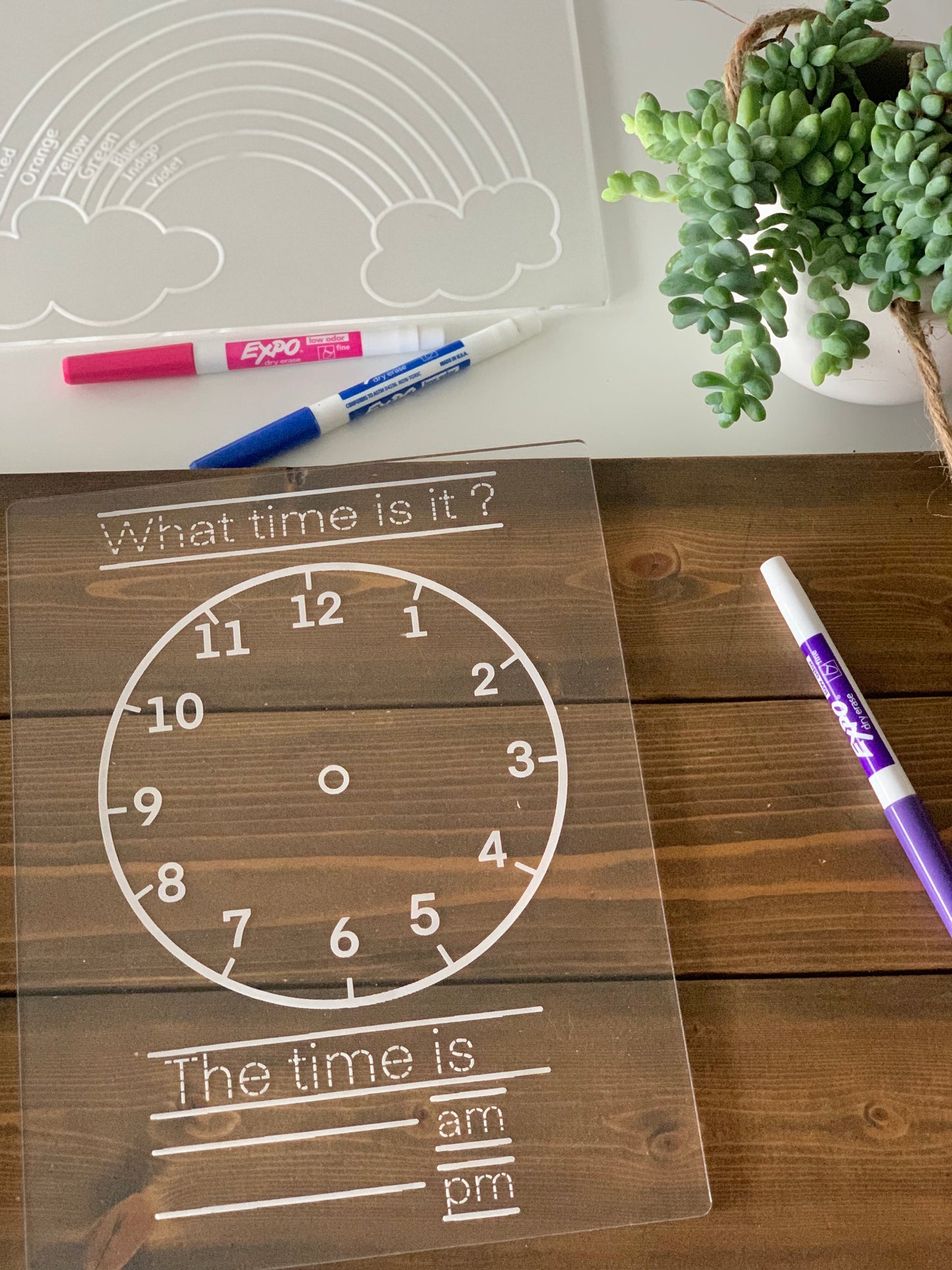 What time is it? Acrylic Dry Erase Tracing & Writing Board