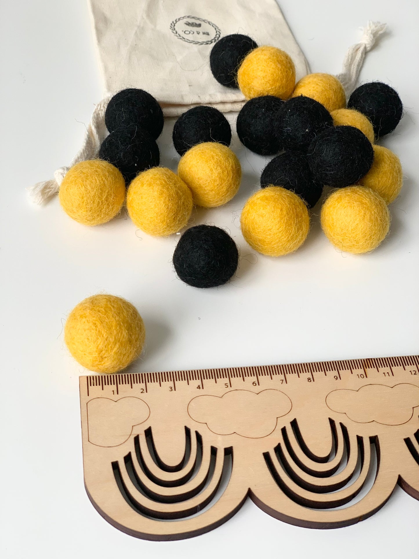 Felt Balls - Bumble Bee Colours