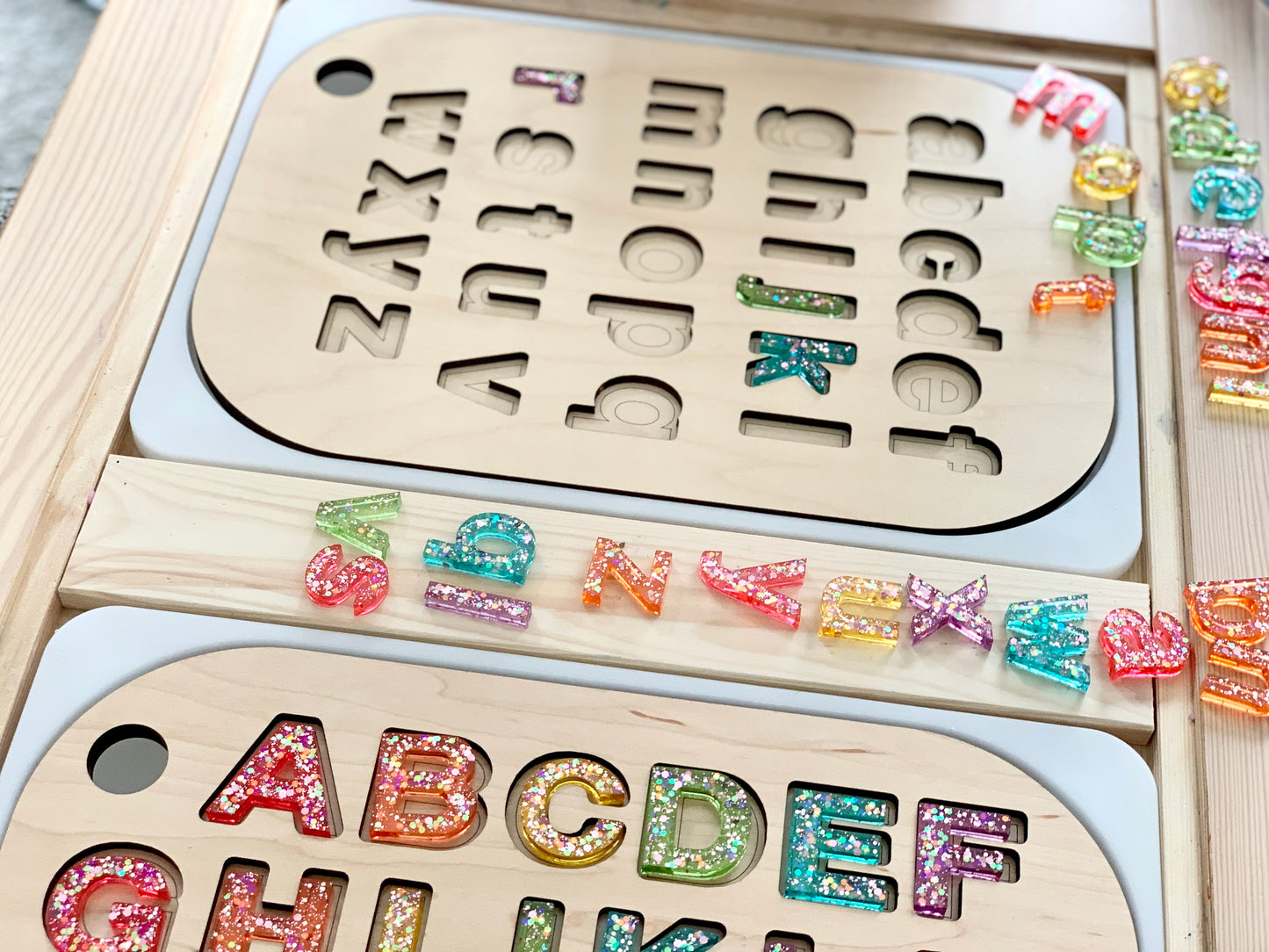 Uppercase Alphabet Puzzle Flisat Table Top Insert • Resin Letter Board