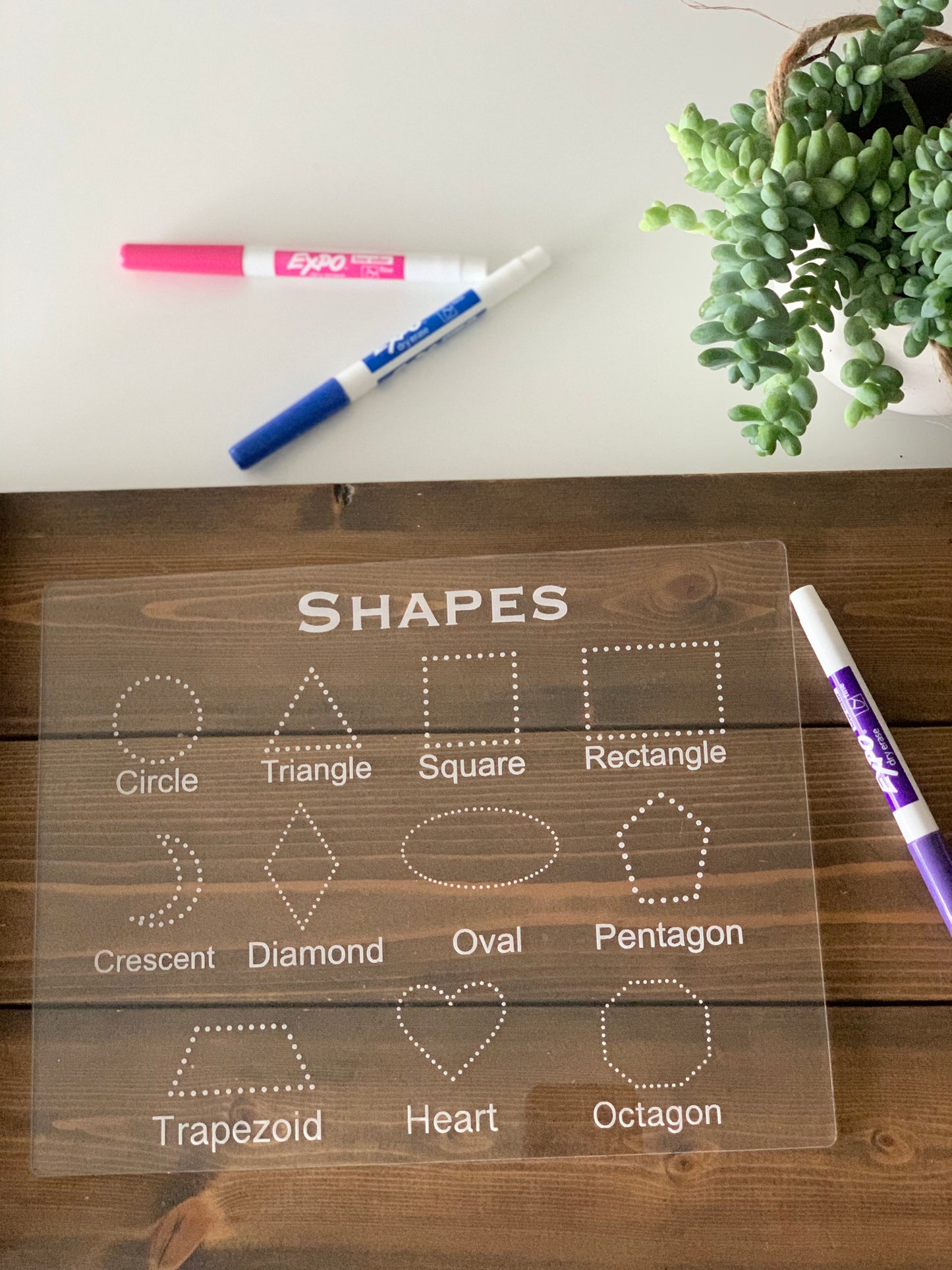 Shapes Acrylic Dry Erase Tracing & Writing Board