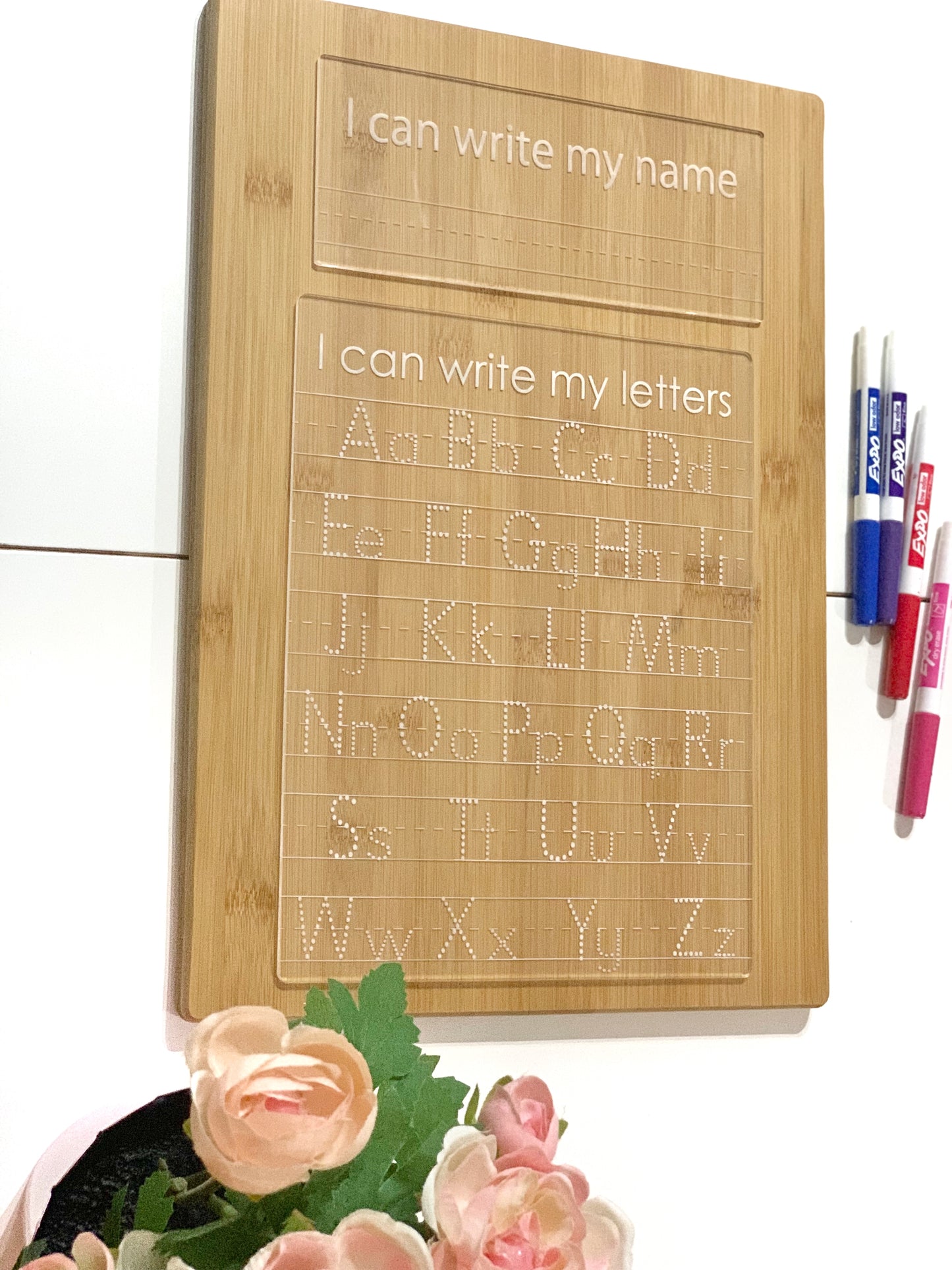 Alphabet Acrylic Dry Erase Tracing Board — I can write my letters, I can write my name