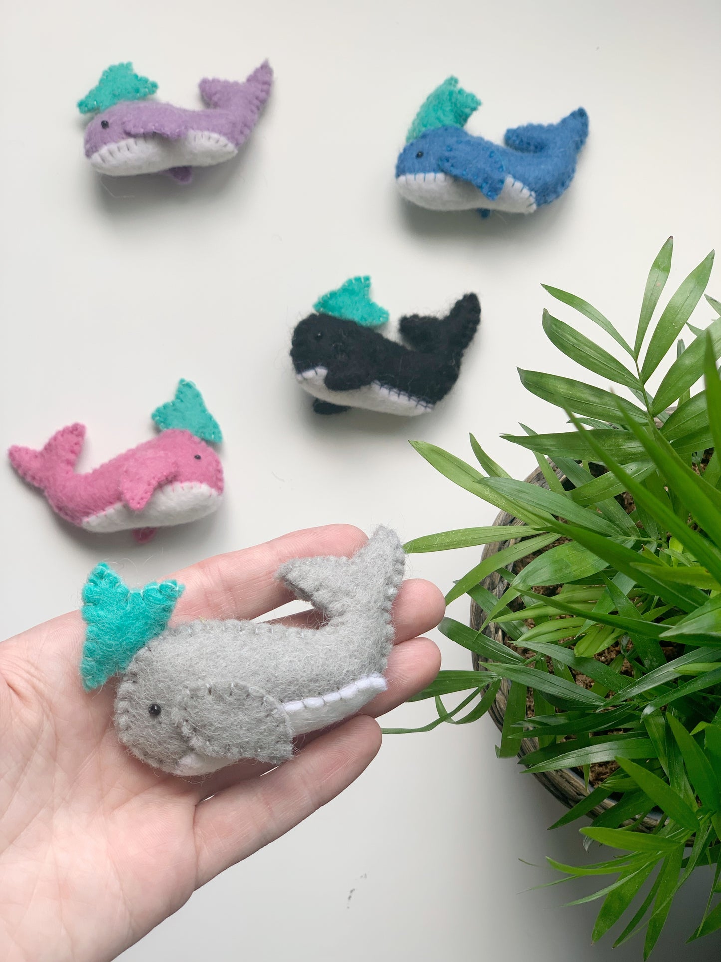 One Grey Felt Whale