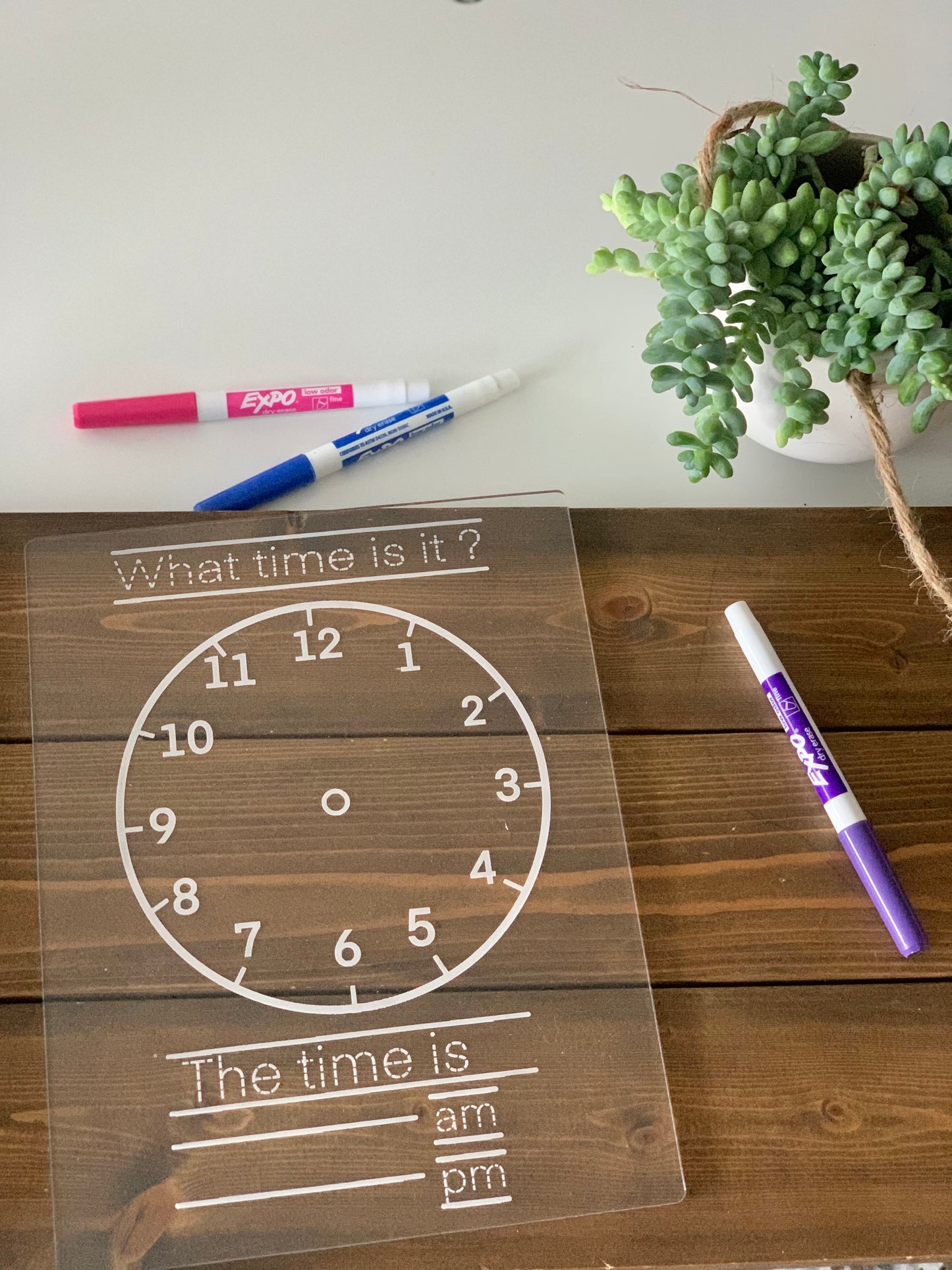 What time is it? Acrylic Dry Erase Tracing & Writing Board