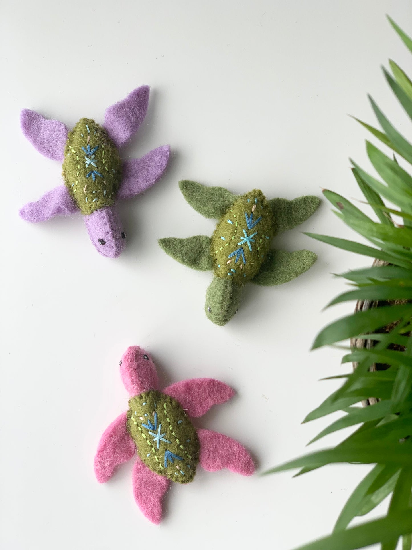 One Pink Felt Turtle