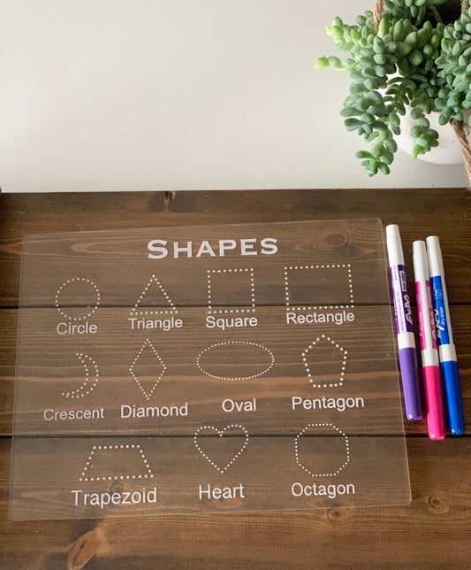 Shapes Acrylic Dry Erase Tracing & Writing Board