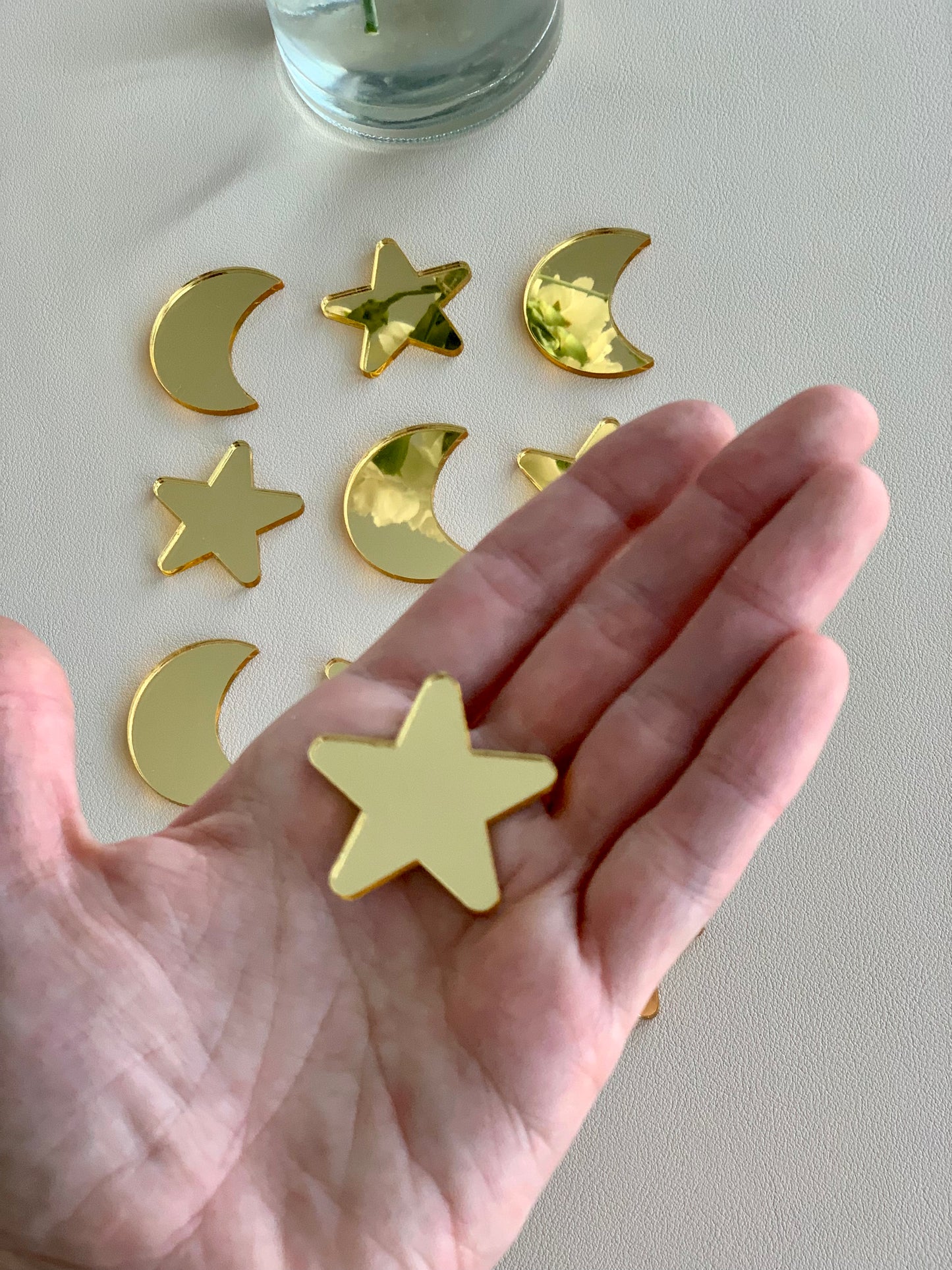 Gold Moons & Stars Acrylic Shapes / Loose Parts