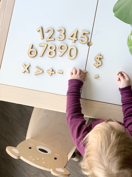 Wooden Number Set • Numerals & Math Equation Signs, Maple