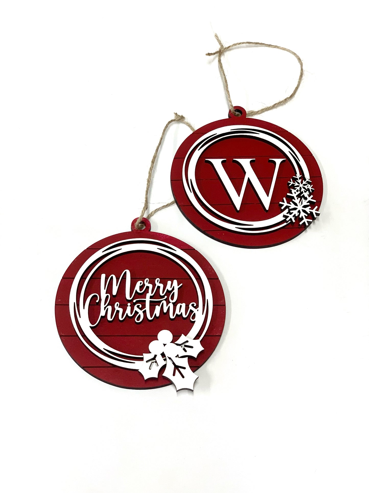 Farmhouse Merry Christmas & Initial Ornaments