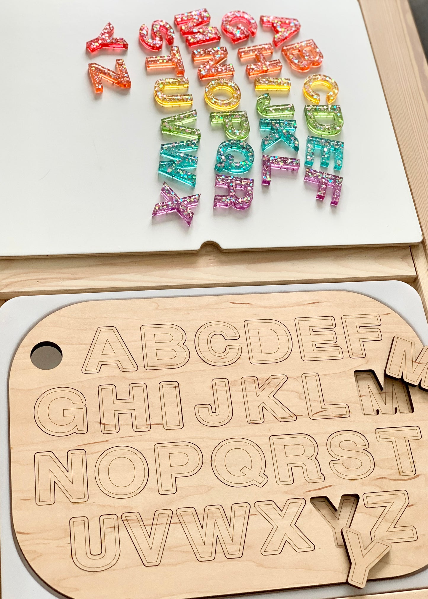 Uppercase Alphabet Puzzle Flisat Table Top Insert • Resin Letter Board