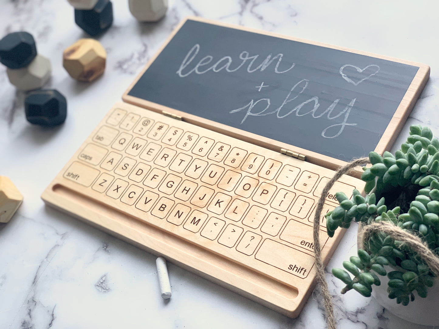 Wooden Laptop Toy Computer with Chalkboard