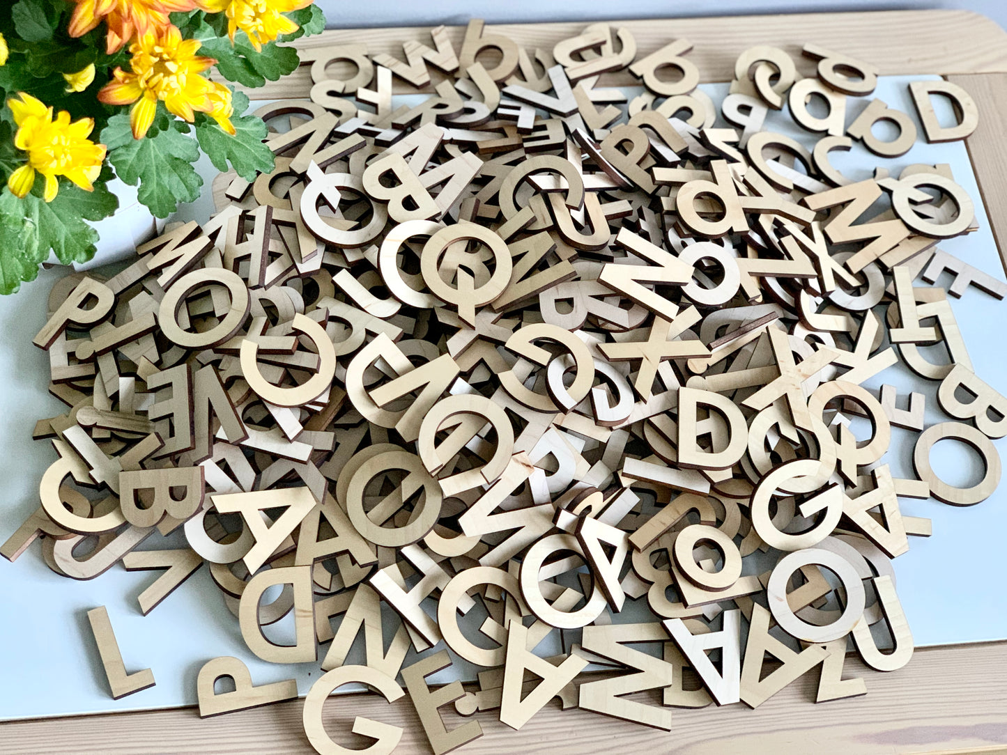 Wooden Uppercase Alphabet • Movable Alphabet Set Maple